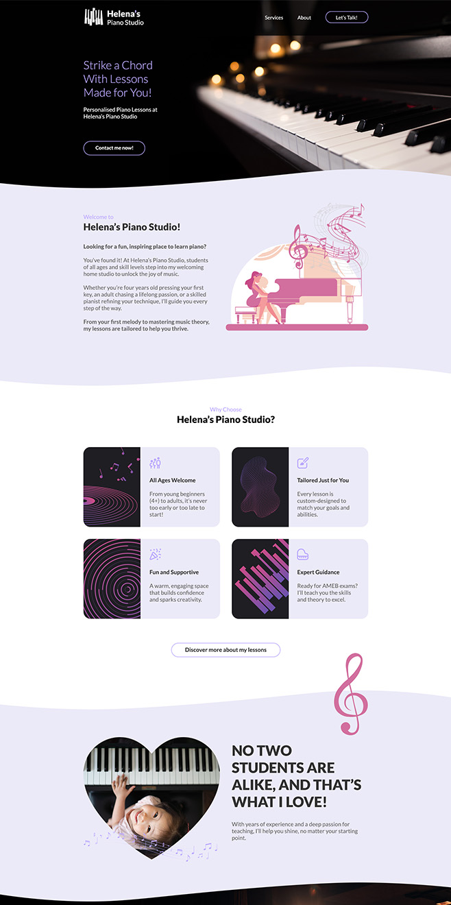 Helena Piano Studio - A Spot Site client